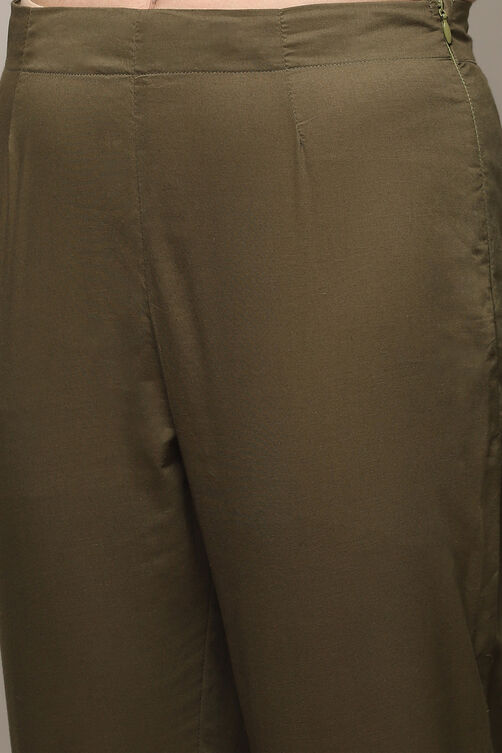 Mustard Viscose Kalidar Kurta Slim Pant Suit Set image number 2