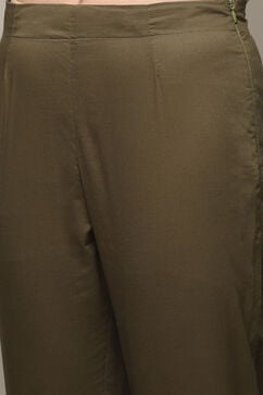 Mehandi Green Viscose Kalidar Kurta Slim Pant Suit Set image number 2