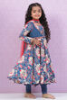 Marine Blue Cotton Flared Kurta Churidar Suit Set image number 7
