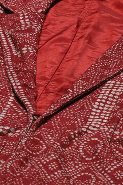 Maroon Poly Spandex Printed Jacket image number 1