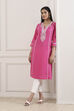 Pink Cotton Straight Kurta