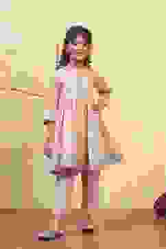 Gold Cotton Dyed Gathered Suit Set image number 0