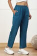 Beige Solid Mid-Rise Regular Pants image number 3