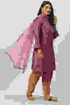 Onion Pink Printed Straight Kurta Salwar Suit Set image number 6