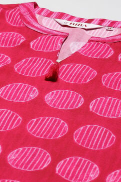 Hot Pink Rayon Straight Printed Kurta image number 2