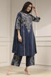 Blue Pure Cotton Printed Straight Suit Set image number 4