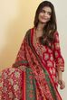 Red Cotton Floral Printed Anarkali Kurta Set image number 1