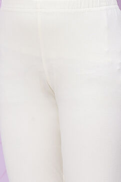 Off White Cotton Anarkali Kurta Churidar Suit Set image number 3