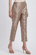 Grey & Gold Poly Metallic Cotton Yarndyed Pant image number 2