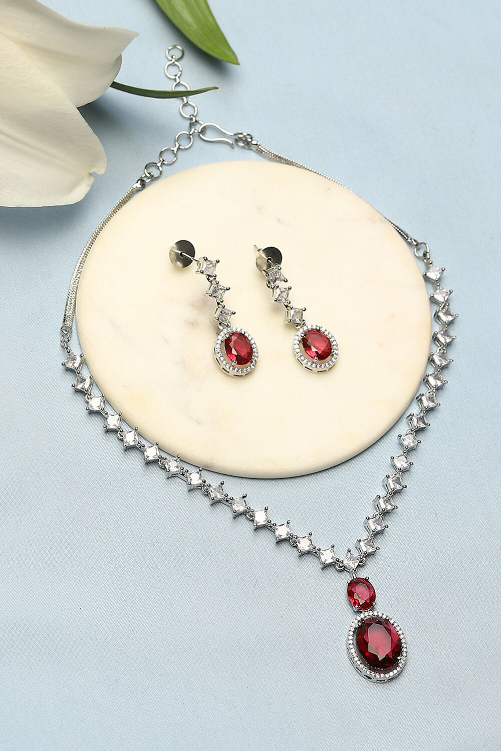 Red Brass Necklace Set at Biba India