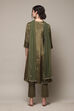 Mustard Viscose Kalidar Kurta Slim Pant Suit Set image number 4