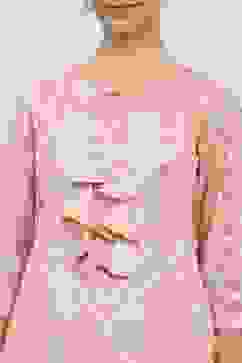 Peach Chanderi Blend Banarasi Unstitched Suit Set image number 2