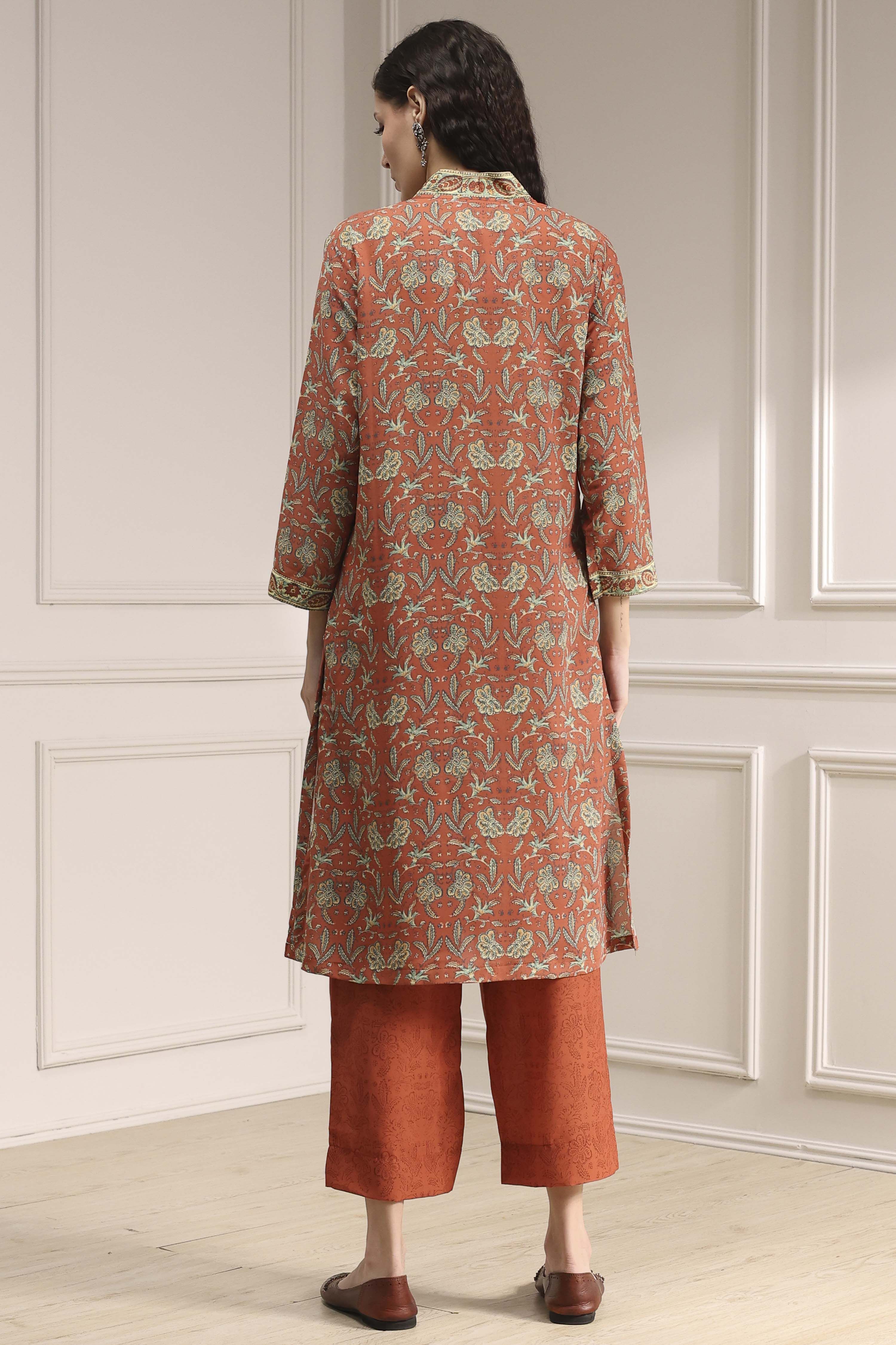 Blue Printed Straight Suit Set image number 4