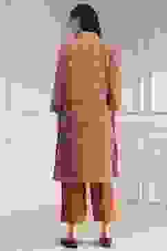 Rust Printed Straight Suit Set image number 4