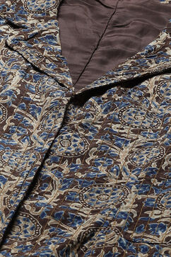 Brown Viscose Straight Printed Jacket image number 1