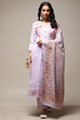 Lavender Linen Machine Embroidered Unstitched Suit Set image number 8