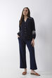 Blue Viscose Blend Wide Leg Pants image number 0