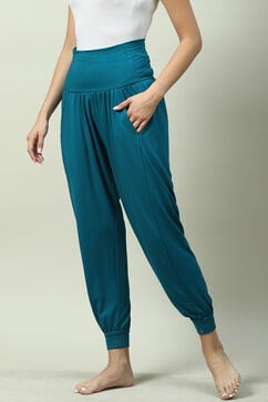 Teal Viscose Relaxed Joggers image number 2