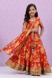 Orange Cotton Lehenga Set image number 7