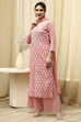 Coral Cotton Printed Embroidered Unstitched Suit Set image number 4