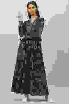 Indigo Pink Acrylic Flared Printed Dress image number 0