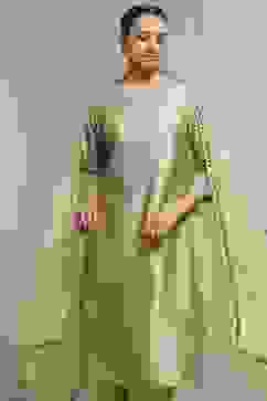 Light Green Art Silk Embroidered Straight Suit Set image number 7