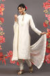 Rohit Bal Off White Cotton Blend Straight Kurta Suit Set image number 5