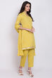 Yellow Cotton Straight Kurta Pant Suit Set image number 3