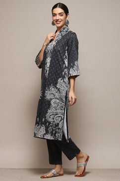 Charcoal Cotton Blend Printed Straight 2 Piece Set image number 3