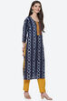 Indigo Cotton Unstitched Suit Set image number 5