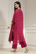 Purple Viscose Straight Printed Fusion Set image number 4