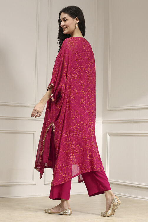 Purple Viscose Straight Printed Fusion Set image number 4