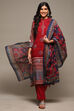 Red & Indigo Rayon Straight Kurta Palazzo Suit Set image number 0