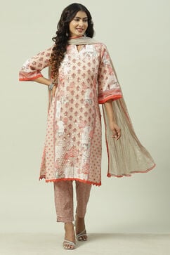 Blush Brown Poly Cotton Straight Suit Set image number 5