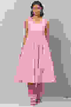 Powder Blue Cotton Double Layered Kurta Pant Suit Set image number 1