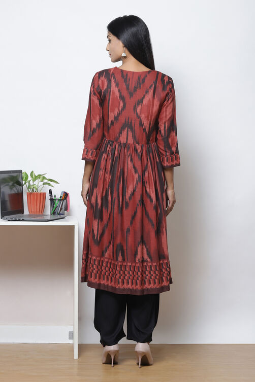 Teal LIVA Flared Printed Kurta Dress image number 5