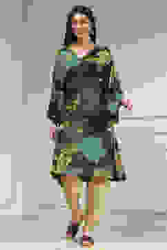 Charcoal Viscose Rayon A-Line Printed Kurta image number 5