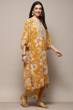 Yellow Polyester Straight Printed 2 Piece Set image number 5