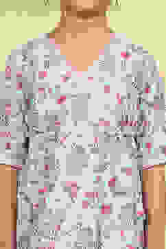 Blue Cotton Printed Anarkali Suit Set image number 1