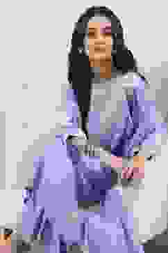 Blue Poly Viscose Straight Suit Set image number 0