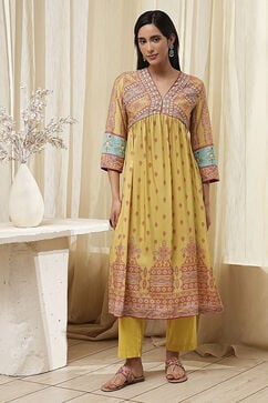 Green Modal Blend Gathered Printed Fusion Set image number 6