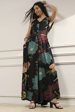 Black Floral Printed Straight Jumpsuit image number 0