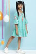 Turquoise Flared Cotton Flax Dress