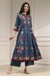 Blue Cotton Printed Anarkali Suit Set image number 5