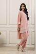 Peach Silk Chanderi Embroidered Straight Suit Set image number 5