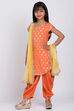 Orange Poly Metallic Straight Kurta Salwar Suit Set image number 0