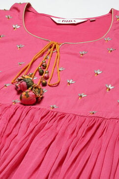 Pink Cotton Anarkali Kurta Palazzo Suit Set image number 1
