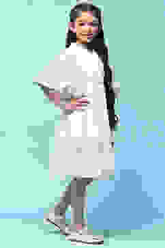 White Chiffon Dobby Tiered Dress image number 4