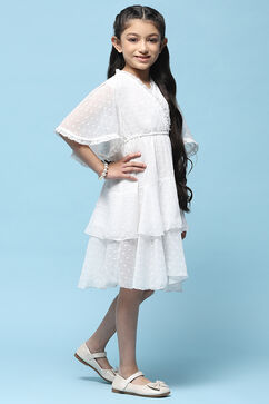 White Polyester Tired Dress image number 4