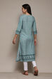 Turquoise Bandhani Printed Straight Kurta image number 4
